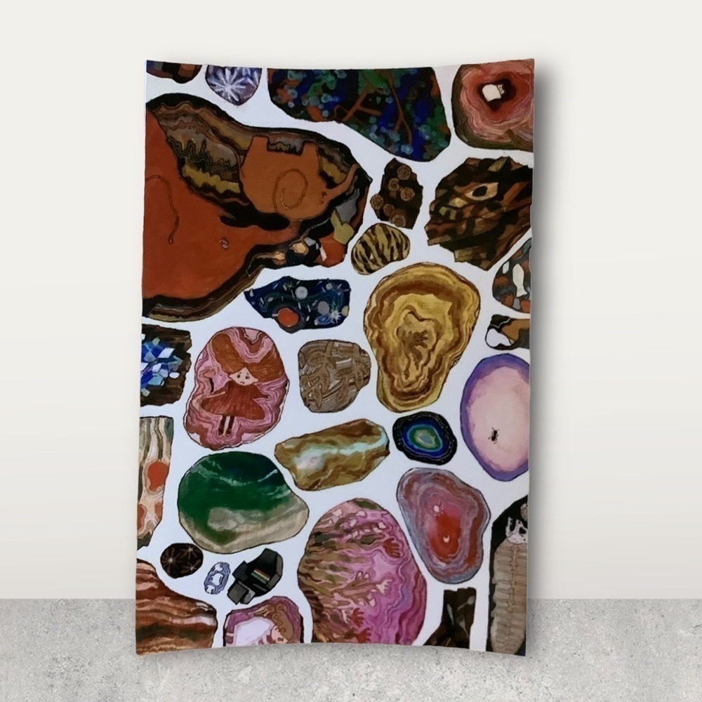 Various geodes on glossy 4x6” reprint framed with glass​​​​​​​​​​
